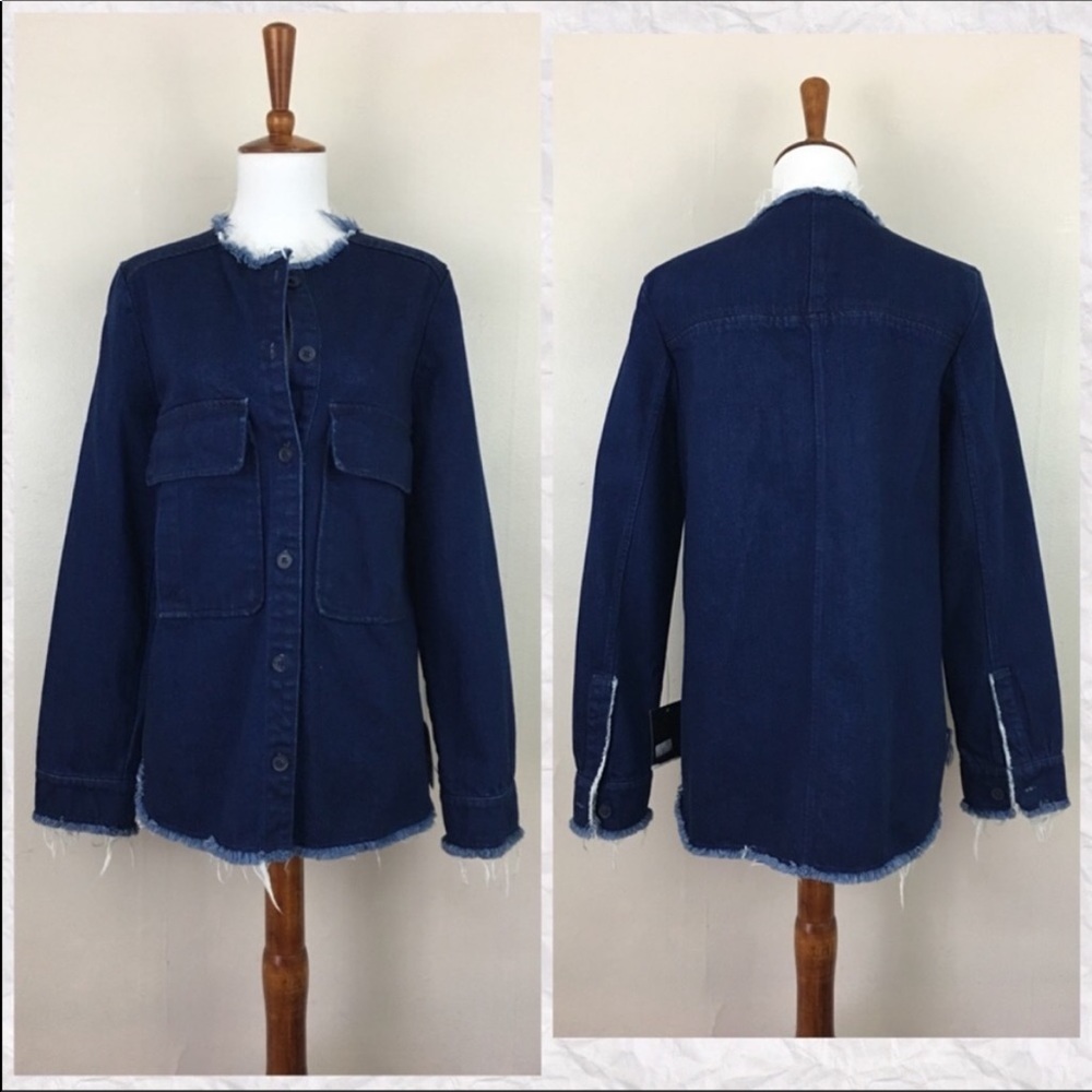 Zara Trafaluc‎ Jean Jacket XS 100% Cotton Relaxed Casual Grunge Edgy Shacket - Picture 2 of 8